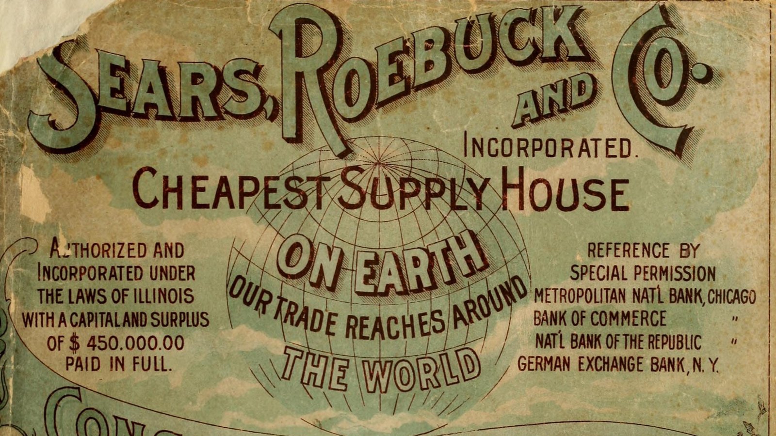 Cover of a Sears, Roebuck and Co. mail-order catalogue: a globe and the words "Consumers Guide"
