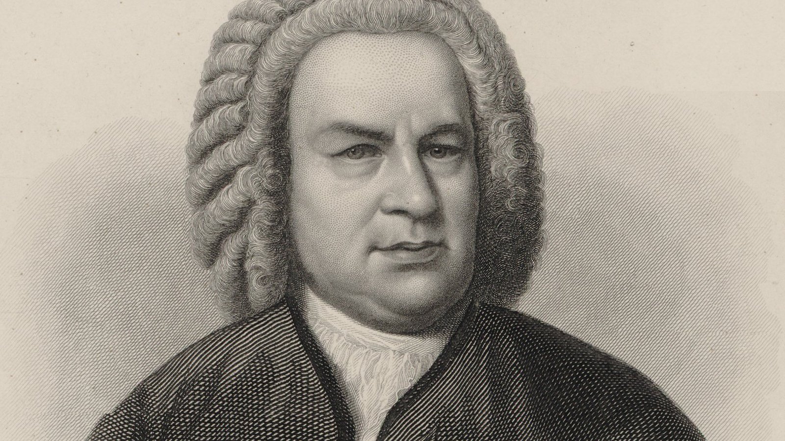 Peruklu ve düğmeli ceketiyle besteci Johann Sebastian Bach'ın 19. yüzyıl gravür portresi