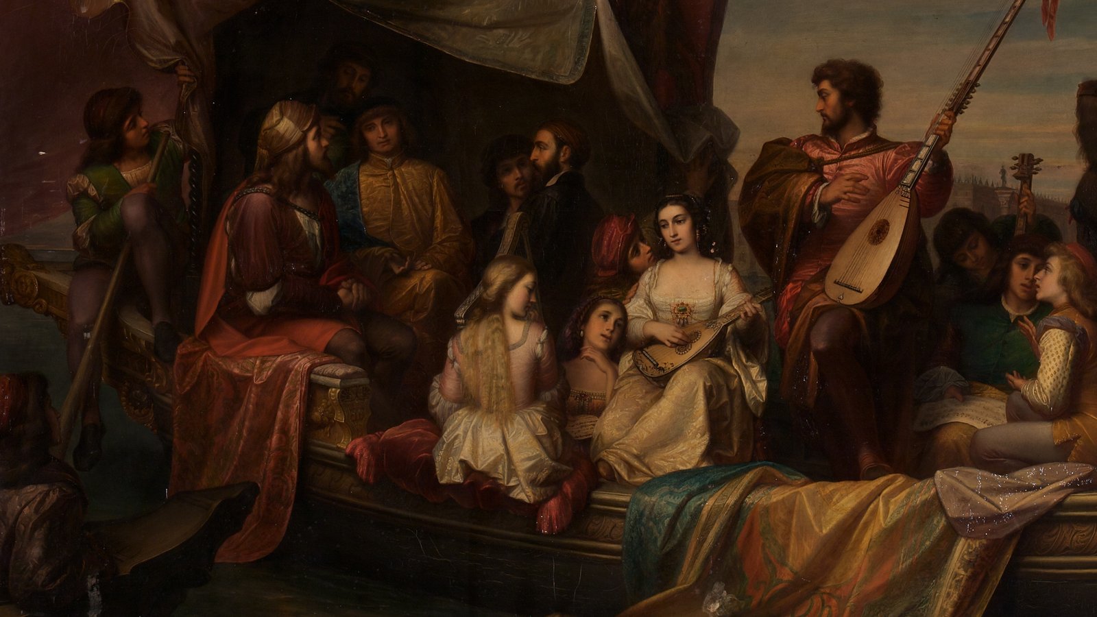 Venedik'te bir gondolda, müzisyenler ve sanatçılar arasında ağırlanan Albrecht Dürer ile Giovanni Bellini