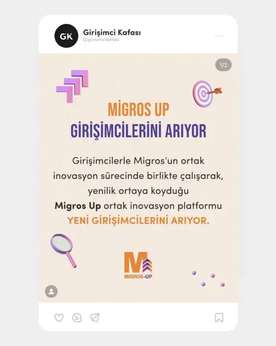 'Migros Up girişimcilerini arıyor' başlıklı Girişimci Kafası paylaşımı