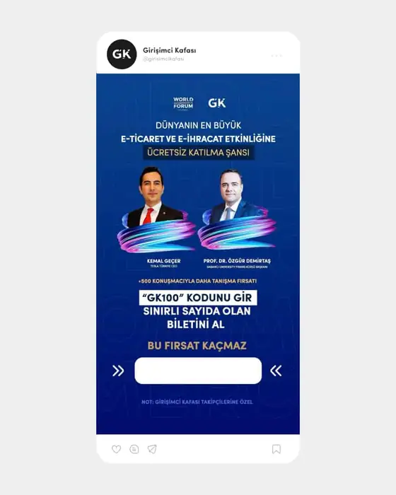 WORLDEF e-ticaret ve e-ihracat etkinliği için 'GK100' indirim kodlu Girişimci Kafası paylaşımı