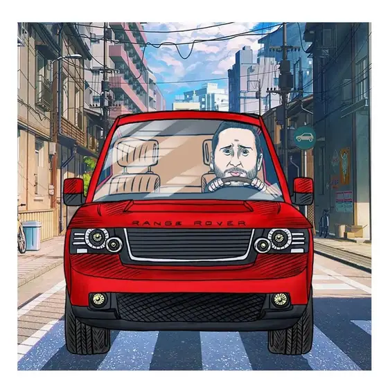 Karikatür: Trafikte sıkışmış lüks bir arabanın içindeki Kaan Gülten; finansal özgürlüğü sorgulayan paylaşım