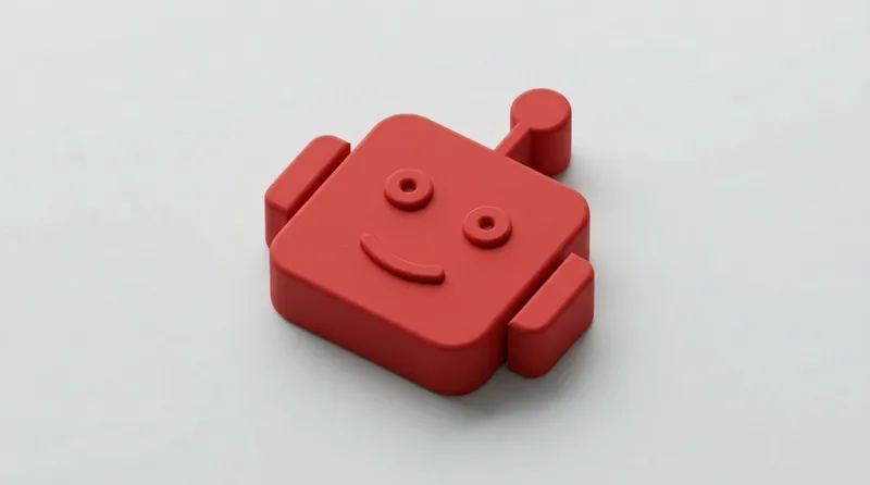 Gülümseyen kırmızı robot figürü